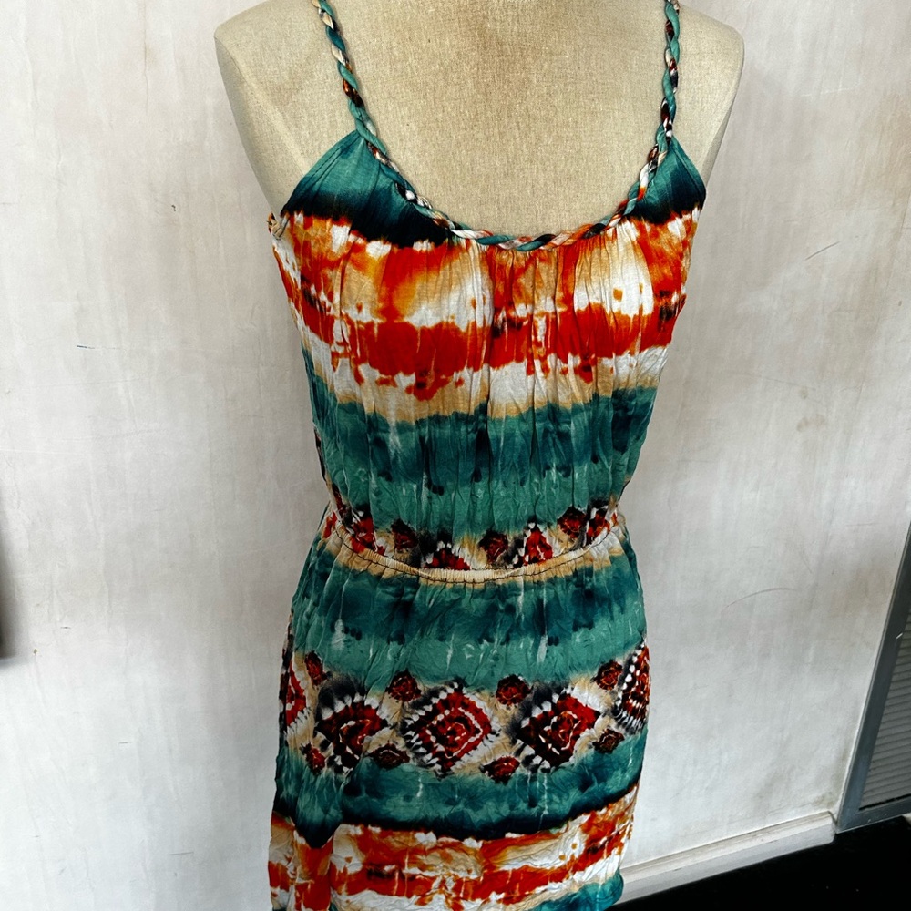 NWT Soprano Aztec green orange tank summer dress